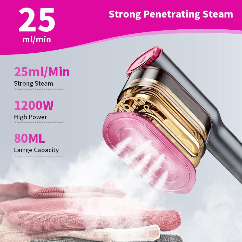 Dr.Flash Garment Steamer for Clothes, Portable Travel Clothing Steamer Iron, 7 Mode with LCD Display, 5S Fast Heating, 90° Swivel Handle, New Year Gift